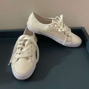 Jack Rogers Carter White Sparkle Sneakers ~ Size 7